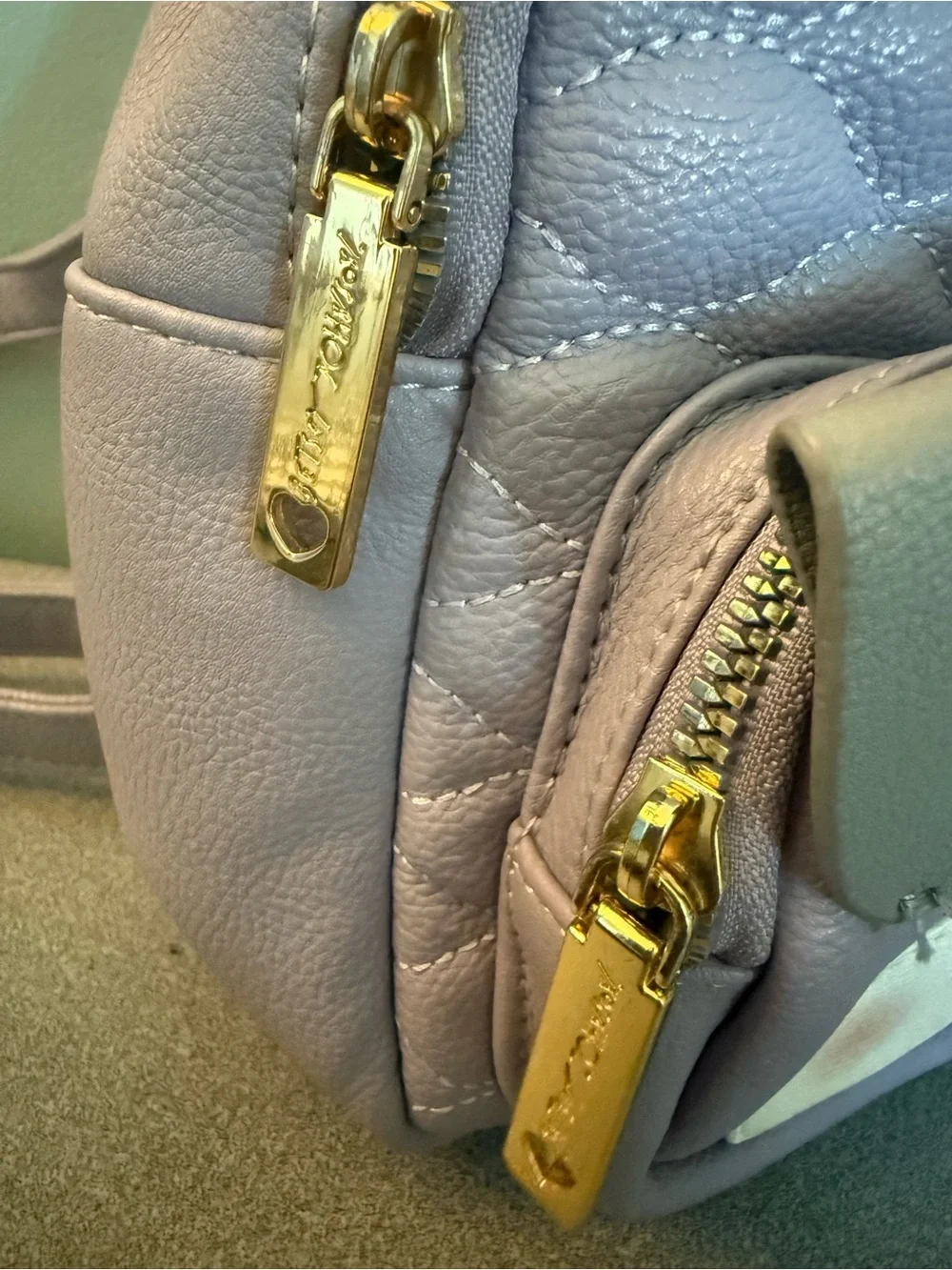 Betsey Johnson Lilac Quilted Puppy Applique Mini Backpack